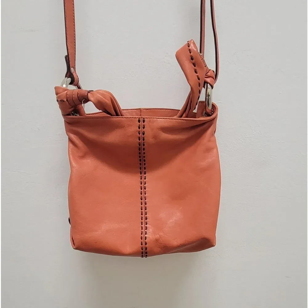 B. Makowsky Orange Leather Shoulder Bag
